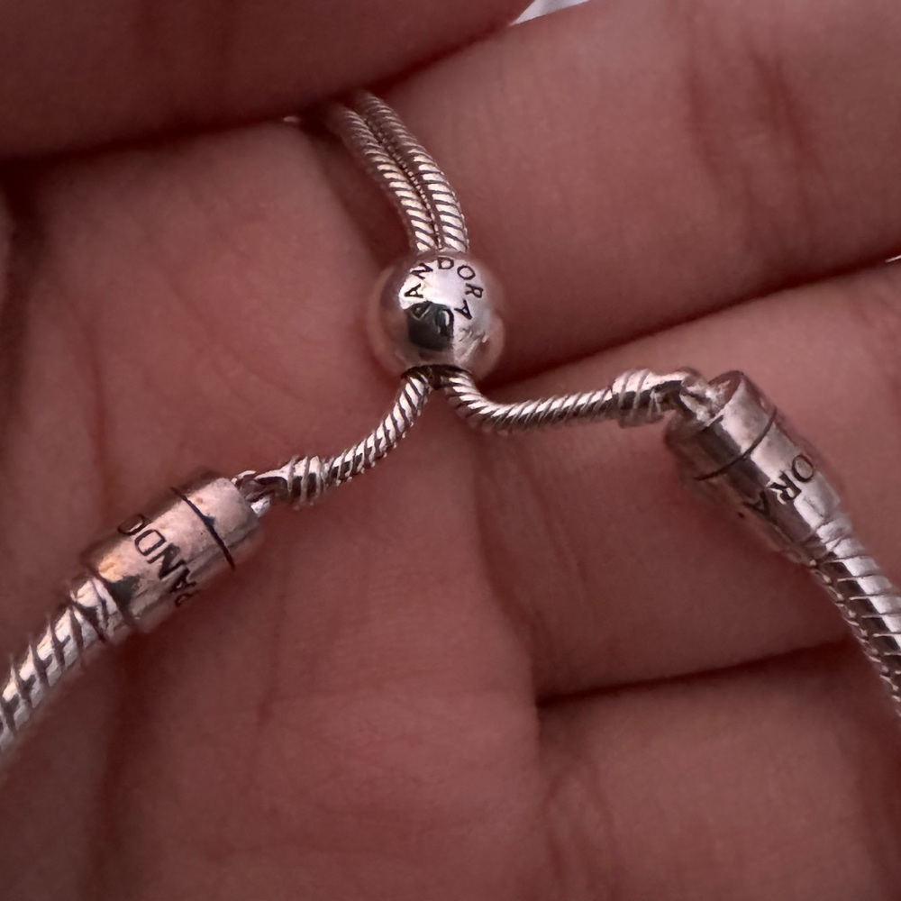 Pandora slider bracelet+2 Double Lined Pavé Clip Charms+ 1 moon night sky charm - Picture 2 of 3